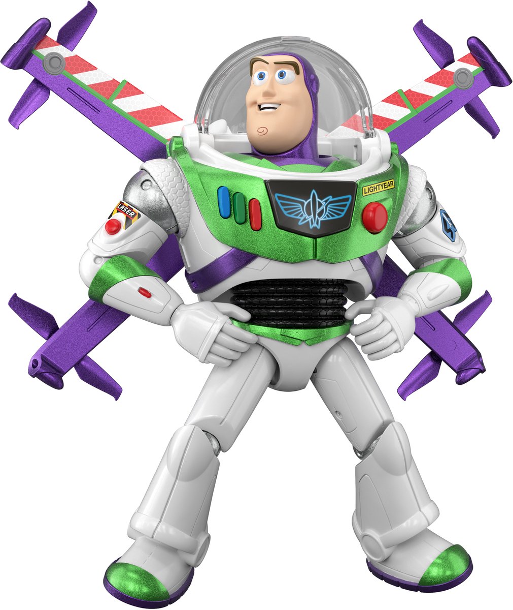 Mattel Disney et Pixar Toy Story Flight Mode Hi-Tech Edition - Buzz l'Éclair à l'échelle de 30 cm et 35+ sons - Néerlandais