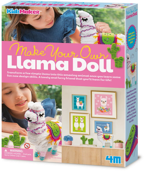 4m crafts - fabriquez votre propre poupée lama - jouets créatifs - forfait passe-temps - kidzmaker - 5+