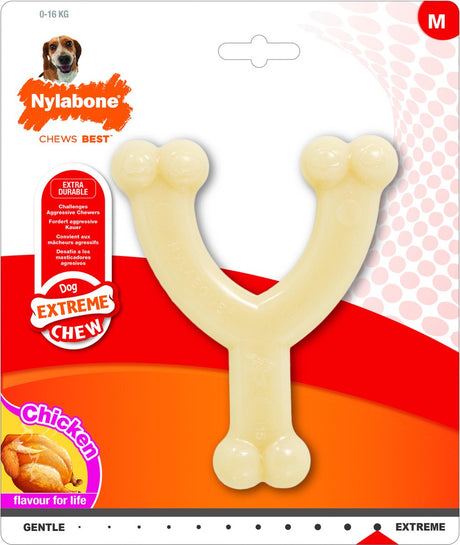 Nylabone durachew wishbone loup - jouet pour chien - 145x120x20 mm beige m