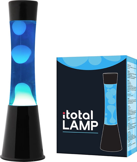 Lampe à lave I-total - lampe à lave - lampe d'ambiance - 40x11 cm - verre aluminium - 30w - bleu avec lave blanche - noir - xl1788