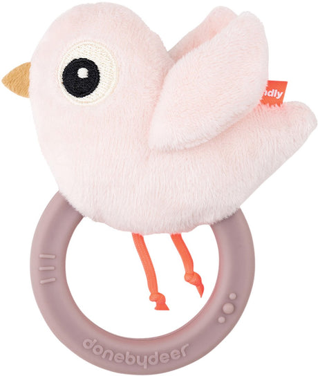 Fait par hochet cerf avec cordon birdee rose