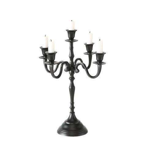 Bougeoir Boltze home h40cm aluminium noir 5 bras