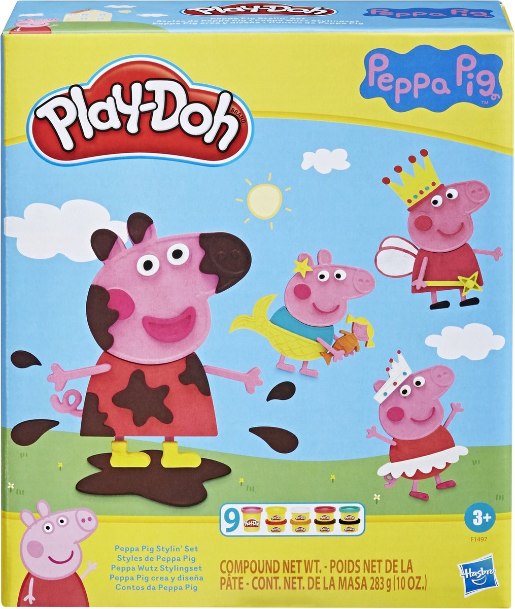 Play-doh peppa pig ensemble de jeu de coiffure - pâte à modeler - comprenant 9 pots