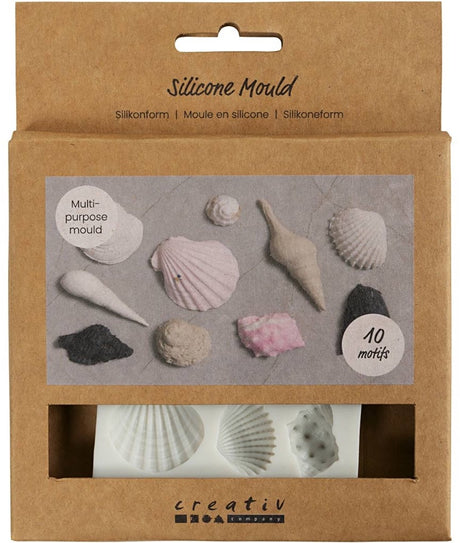 Moules en silicone Creativ company, conques et coquillages, h : 1 cm, l : 1-2,8 cm, 1 pièce