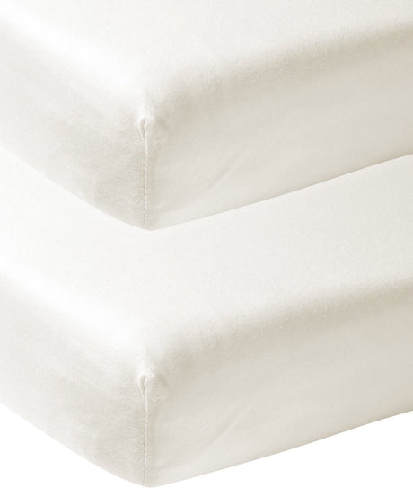 Drap-housse Meyco baby uni - lot de 2 - blanc cassé - 50x90cm