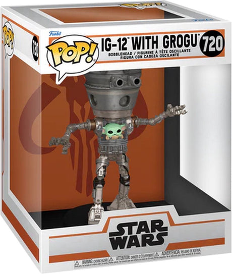 Funko pop deluxe : star wars : le mandalorien - ig-12 avec grogu pop #720