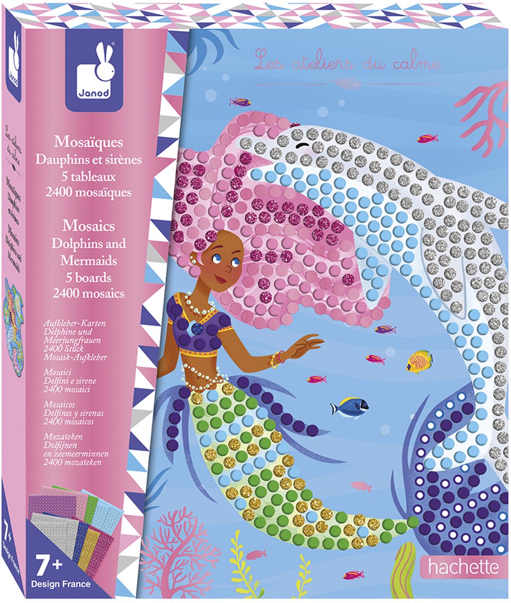 Janod - les ateliers du calme - set mosaïque dauphins et sirènes