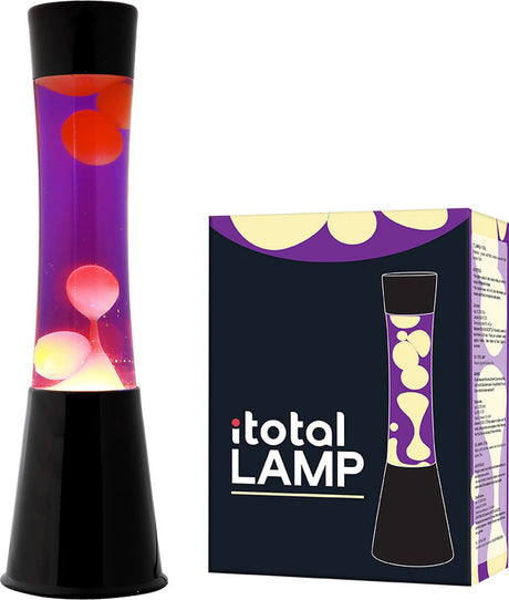 Lampe à lave I-total - lampe à lave - lampe d'ambiance - 40x11 cm - verre aluminium - 30w - violet avec lave jaune - noir - xl1789