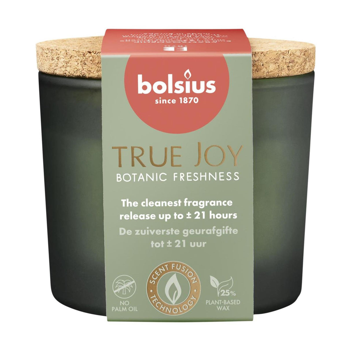 Verre parfumé Bolsius avec liège 66 83 true joy fraîcheur botanique | 2 pièces