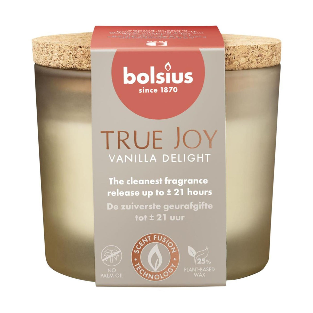 Verre parfumé Bolsius avec bouchon 66 83 true joy délice vanille | 2 pièces