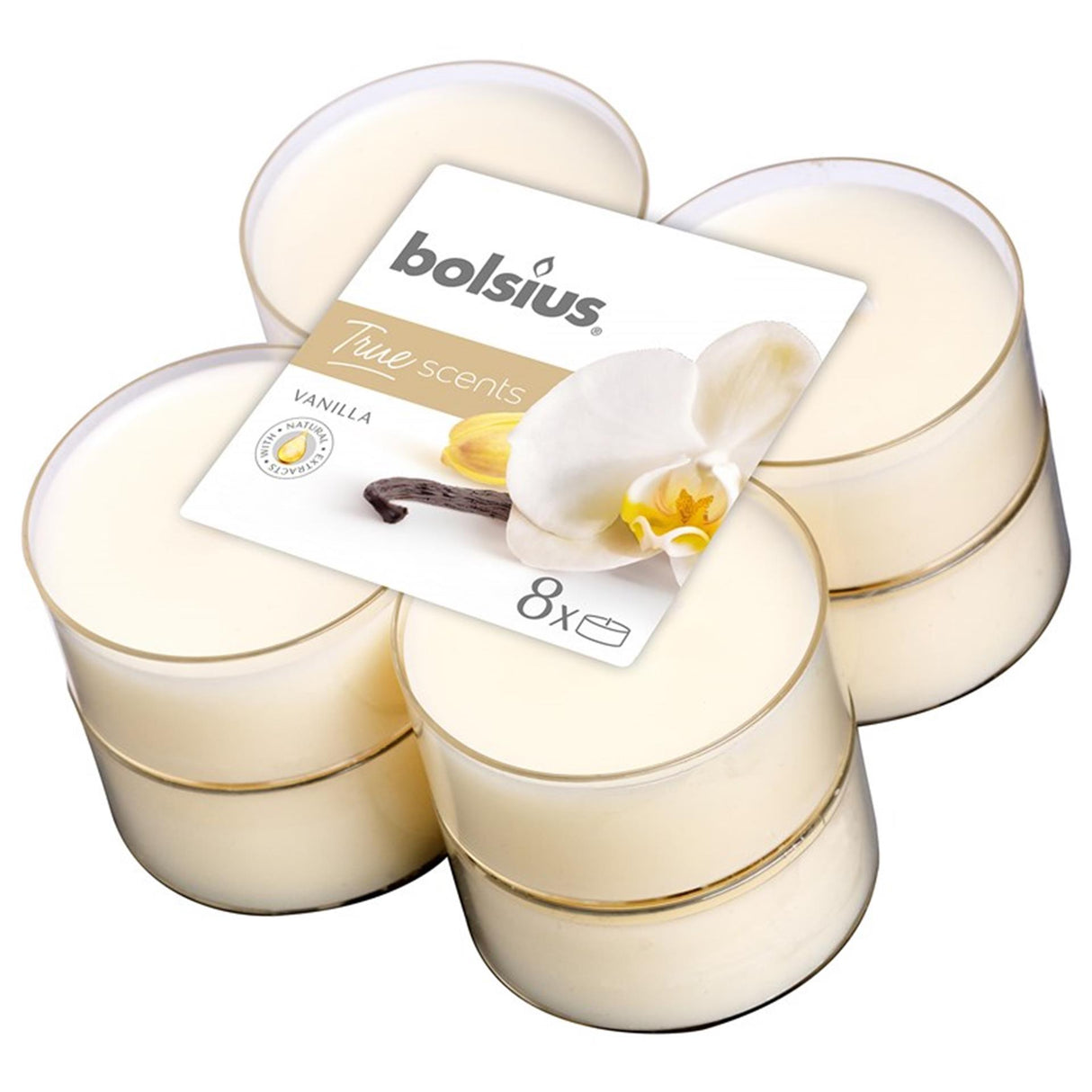 Bolsius maxi lumières vrais parfums vanille 8 pièces