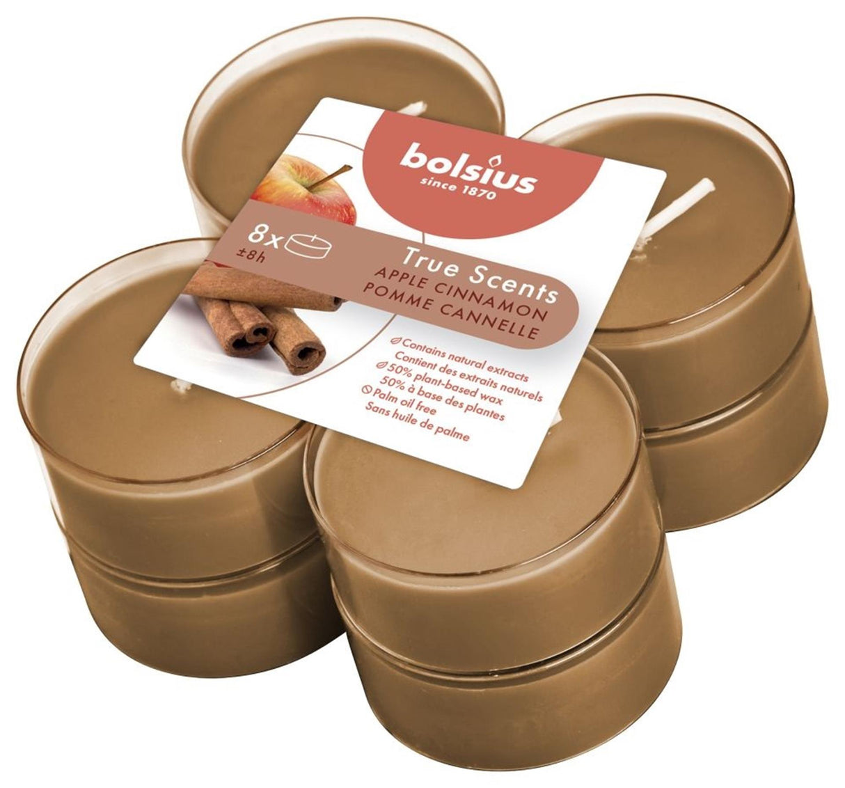 Bolsius maxi bougies chauffe-plat 8pcs pomme cannelle
