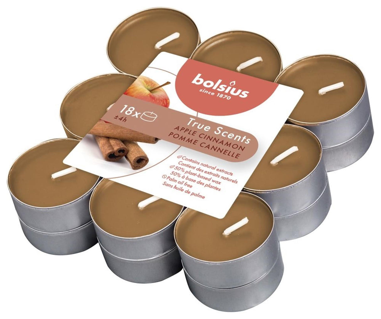 Bougies chauffe-plat parfumées Bolsius18pcs pomme cannelle