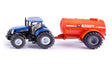 Siku 1945, tracteur New Holland avec bateau flottant à un essieu, échelle 1:50, métal plastique,