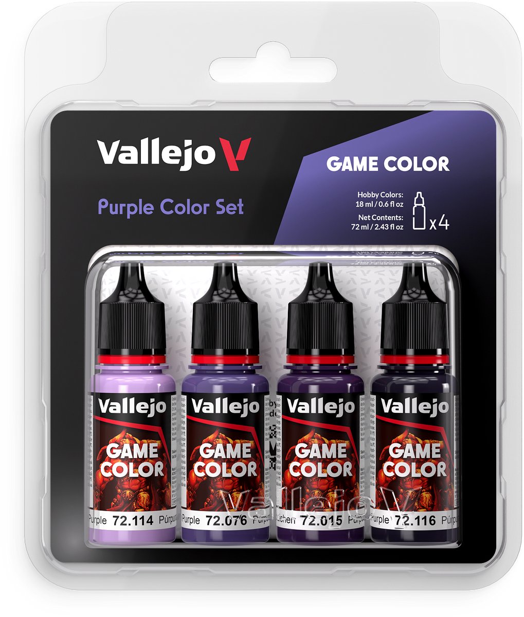 Vallejo Hobby Paint Peinture acrylique - 72382 Game Color - Set de couleurs violettes - Set de peinture acrylique - 4x 18 ml
