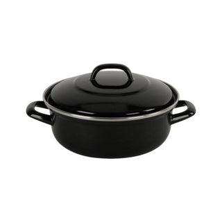 Poêle émaillée Bk Fortalit 28 cm 4l - poêle à induction - acier émaillé - passe au four jusqu'à 230 degrés - pas de revêtement antiadhésif - avec couvercle - noir bleu