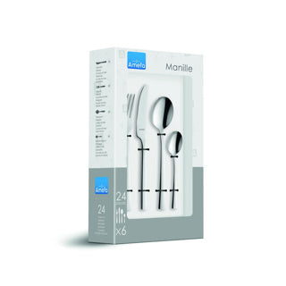 Amefa manille - Ménagère 24 pièces - pour 6 personnes - couleur argent