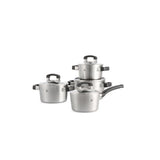 Ensemble de casseroles en verre conique Bk cool - 4 pièces + couvercles - acier inoxydable