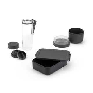 Brabantia make take set petit-déjeuner et déjeuner - 3 pièces - plastique - gris foncé