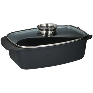 Alpina rôtissoire avec couvercle en verre 5,5l 39,5x22,5x10,8 cm noir