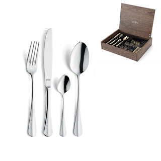 Amefa - service de couverts baguette 24 pièces dans une boîte en bois de luxe - argent