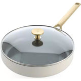 Sauteuse BK sublime 28cm avec couvercle - 3,6l - revêtement antiadhésif sans PFA - sauteuse induction - poêle céramique - passe au four jusqu'à 220°c - avec couvercle en verre - crème