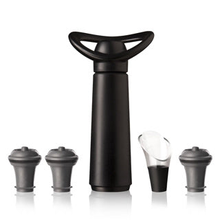 Coffret Vacu vin rangement concerto avec pompe, 1 cuillère à vin et 3 bouchons