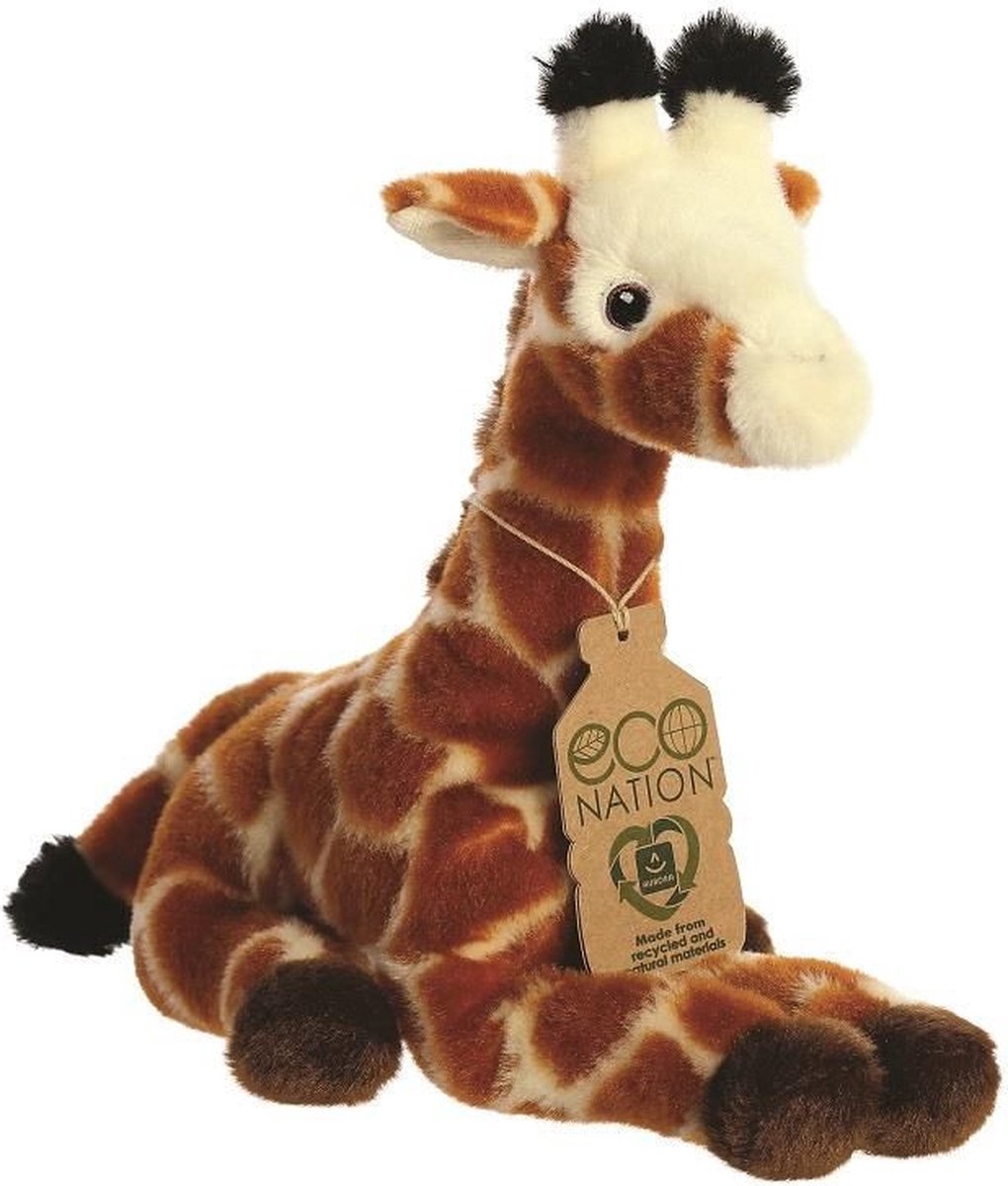 Peluche animal en peluche Aurora - girafe - 21 cm - couchée - peluche animal sauvage