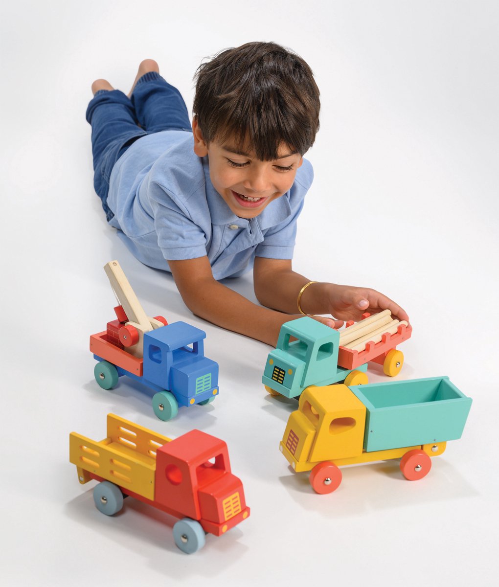Véhicules Mentari - pick-up bleu - 21x8,50x10cm - bois - 3 ans