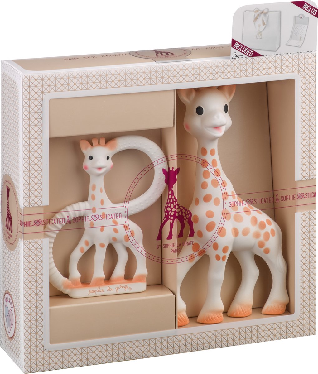 Sophie the giraffe sophiesticated gift set - baby toys - so pure teething ring - maternity gift - baby shower gift - 4-piece
