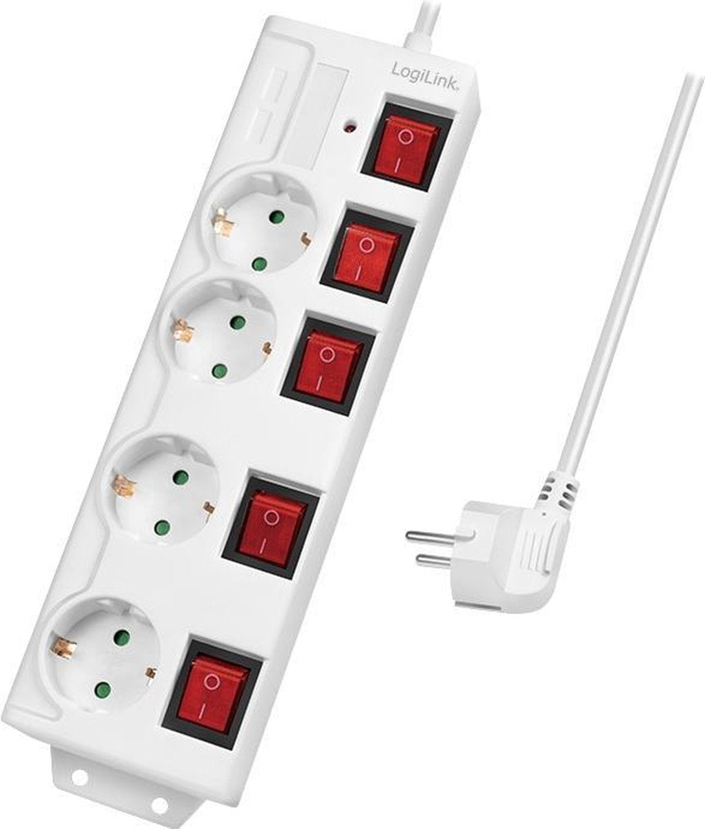 Logilink lps252 multiprise 1,5 mètres 4x blanc