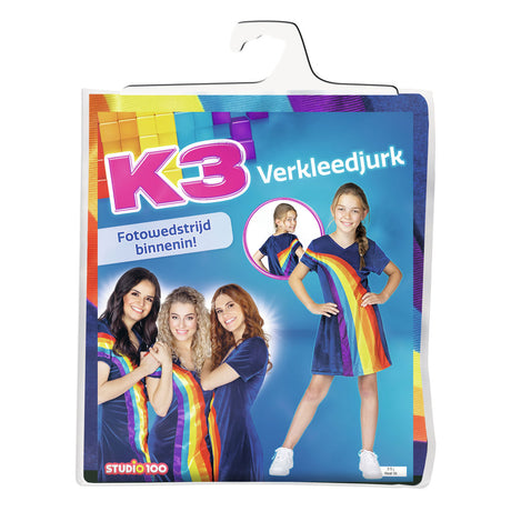 Déguisement K3 - robe arc-en-ciel bleue 3 5 ans - taille 116