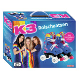 K3 - patins à roulettes - taille 34 37 - réglable en 4 tailles - avec butée - blanc - arc-en-ciel - avec roues en 4 couleurs