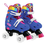 K3 - patins à roulettes - taille 34 37 - réglable en 4 tailles - avec butée - blanc - arc-en-ciel - avec roues en 4 couleurs
