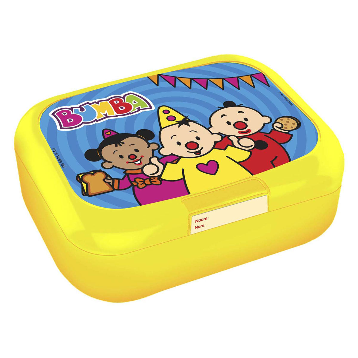 Boîte à biscuits bumba Studio 100 avec étiquette nominative - amis