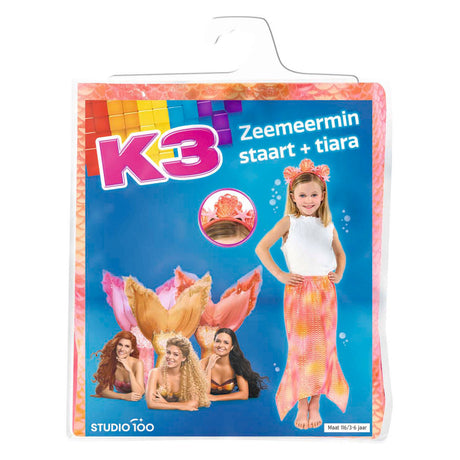 Queue de sirène et diadème K3 taille 116, 3-6 ans