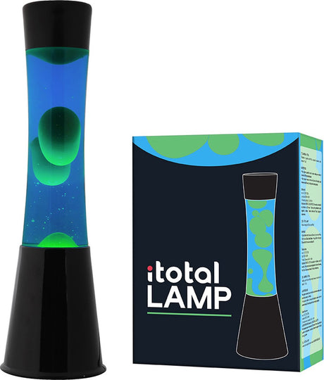 Lampe à lave I-total - lampe à lave - lampe d'ambiance - 40x11 cm - verre aluminium - 30w - bleu avec lave verte - noir - xl1790