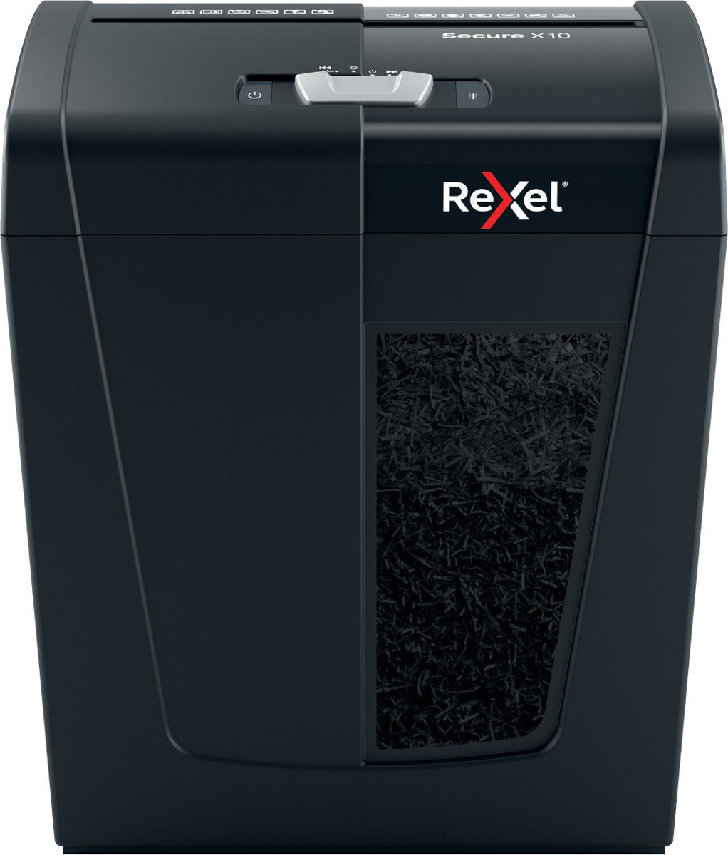 Destructeur de papier silencieux Rexel secure x10 - déchiquetage p4 - jusqu'à 10 feuilles - 18l - noir