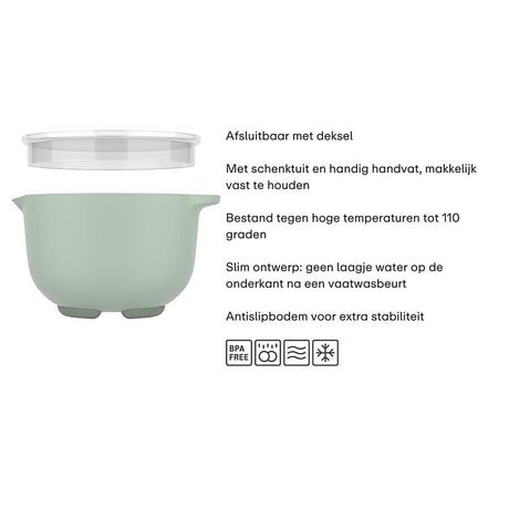 Bol mélangeur Mepal avec couvercle - chef it - craie - 1500ml