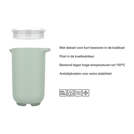 Tasse à mélanger Mepal avec couvercle chef it - 1 l - tient dans la porte du réfrigérateur - passe au micro-ondes et au lave-vaisselle - matériel de pâtisserie - sauge nordique