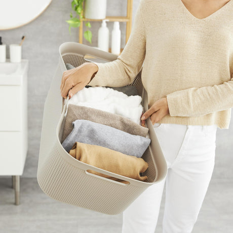 Rotho panier à linge flexible brisen 41 l cappuccino