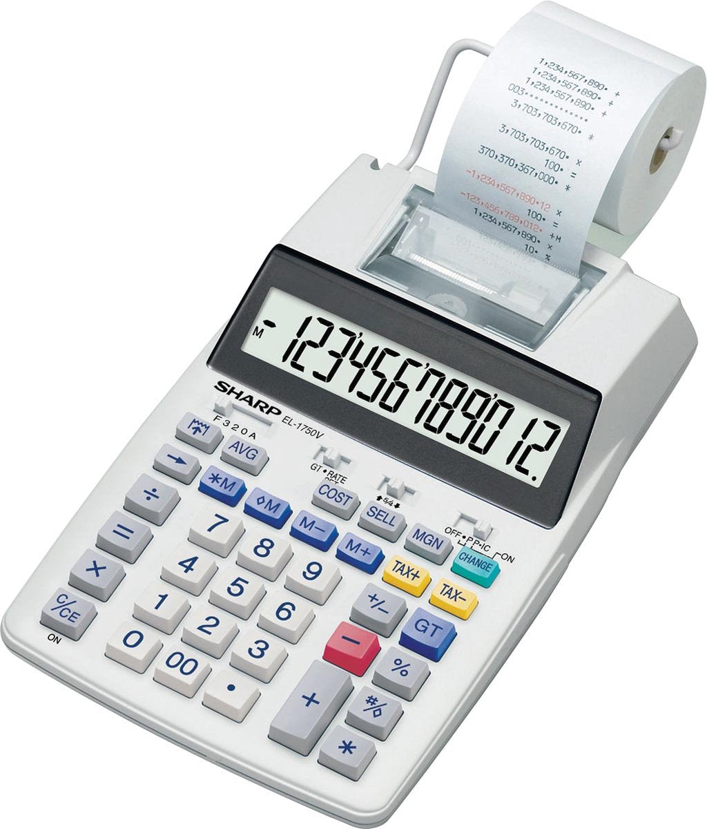 Calculatrice Sharp - el1750v - gris - 12 chiffres - 4x pile AA - sh-el1750v