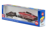 Voiture Siku avec remorque à bateau et bateau (1:55)