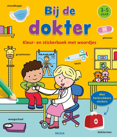 Livre de coloriage et d'autocollants de Delta avec mots - chez le médecin