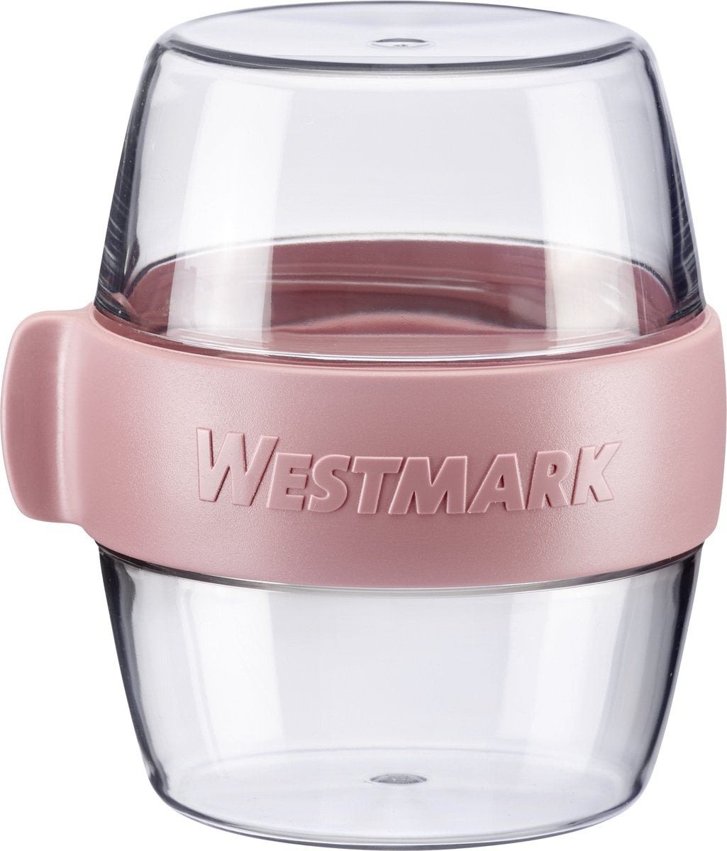 Westmark Pocket Box Mini, récipient repas pratique pour les déplacements, idéal pour yaourts, fruits, légumes, snacks, 400 ml (2 x 200 ml), sans BPA, rose