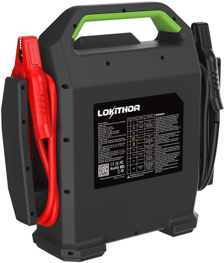 Lokithor jump starter J10000HD heavy duty - 12v 24v 10000a - banque d'alimentation 80 000 mah - pour moteurs diesel et essence jusqu'à 16 l - avec projecteur LED