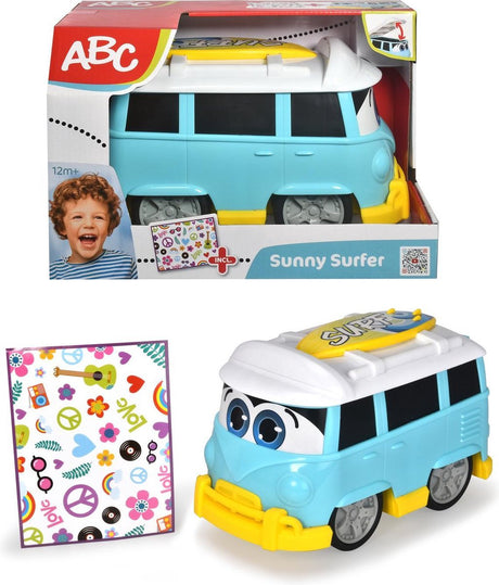 Bus Dickie Sunny Surfer Bus 25 cm avec autocollants | 2 pièces