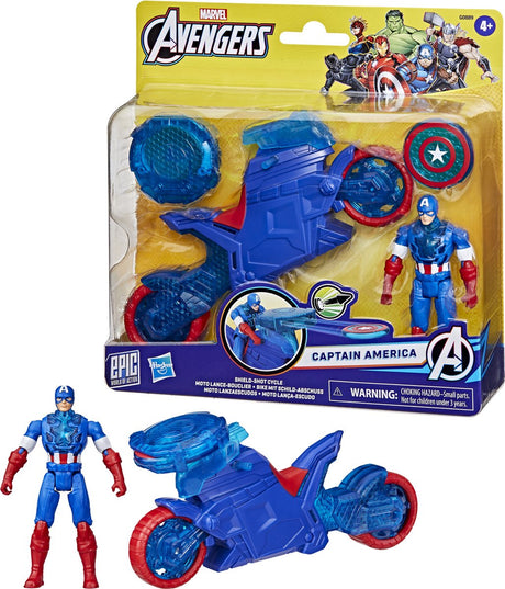 Hasbro Avengers figurine Captain America bouclier-shot cycle moto jouet.