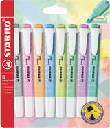 Stabilo swing cool - surligneur - parfait pour les déplacements - pastel - coffret de 8 couleurs