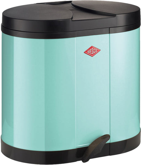 Poubelle éco-collecteur Wesco | 30 litres | poubelle à pédale duo (2x15 litres) | métal - menthe | tri des déchets - fabriqué en Allemagne